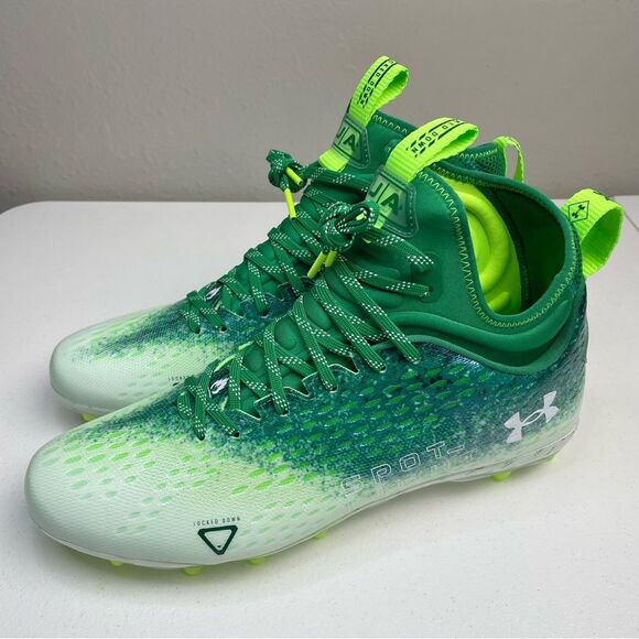 Under Armour Spotlight Lux MC 2.0 Green Football Cleats Sz 11.5 3025082-300 - Picture 1 of 13